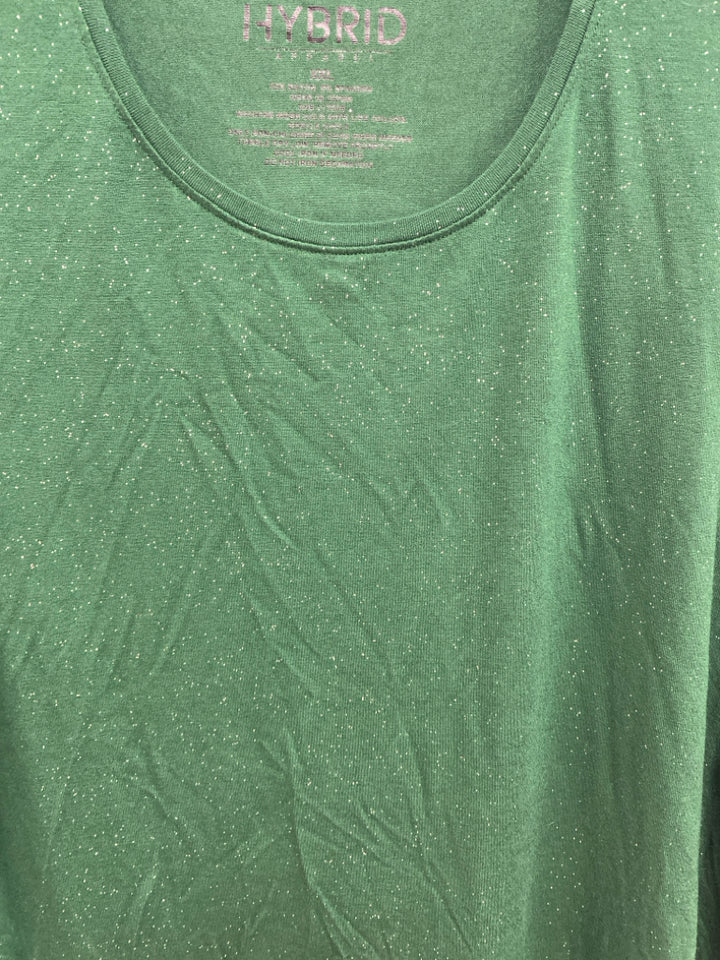 NWT Size XXL Green Silver Glitter Long Sleeve Tee Plus Size Top