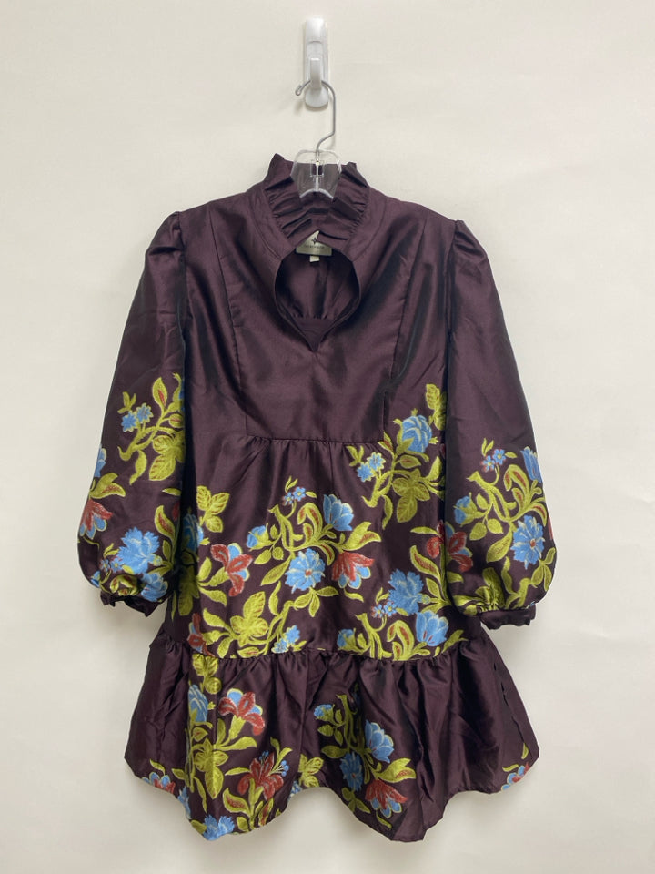 NWT TUCKERNUCK Size XS Dark Plum Green Floral Jacquard Ladies Dress