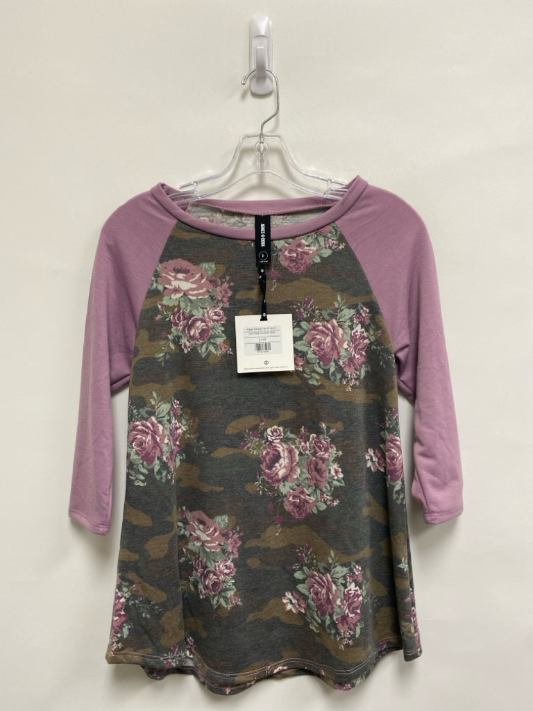 NWT AGNES &amp; DORA Size S Lavender Green/Brown Flowers Ladies Top