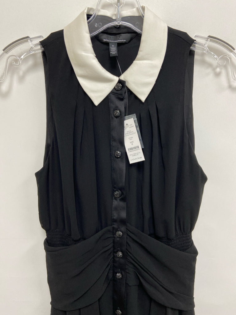 NWT Wht House/Blk Mkt Size 0 Black White Trimmed Sleeveless Ladies Dress
