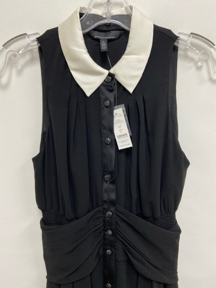 NWT Wht House/Blk Mkt Size 0 Black White Trimmed Sleeveless Ladies Dress