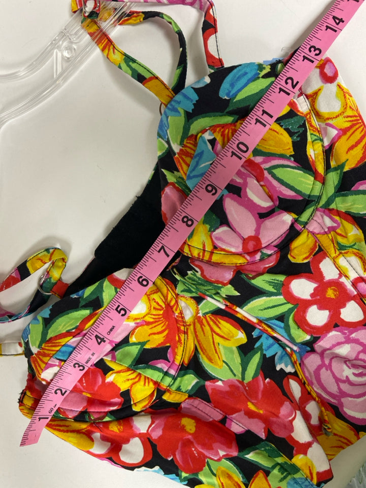 For Love &amp; Lemons Size M Blue Green/Multi Flowers Ladies Top