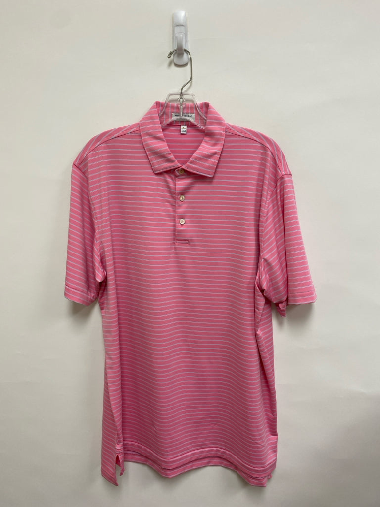 Peter Millar Size L Pink Blue Stripes Polo Men&