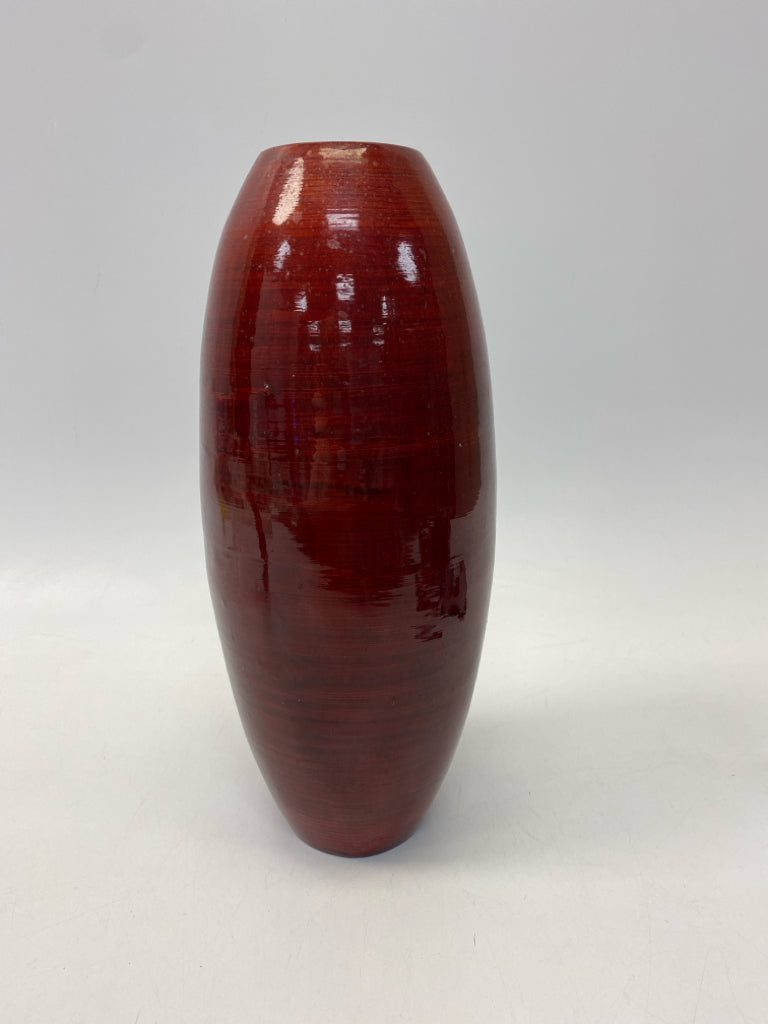 Dark Red Bamboo Vase
