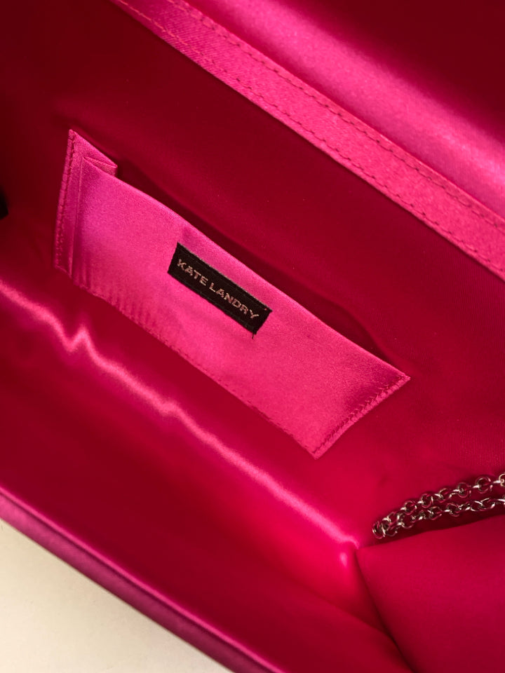NWT Kate Landry Fuchsia Twisted Satin Handbag