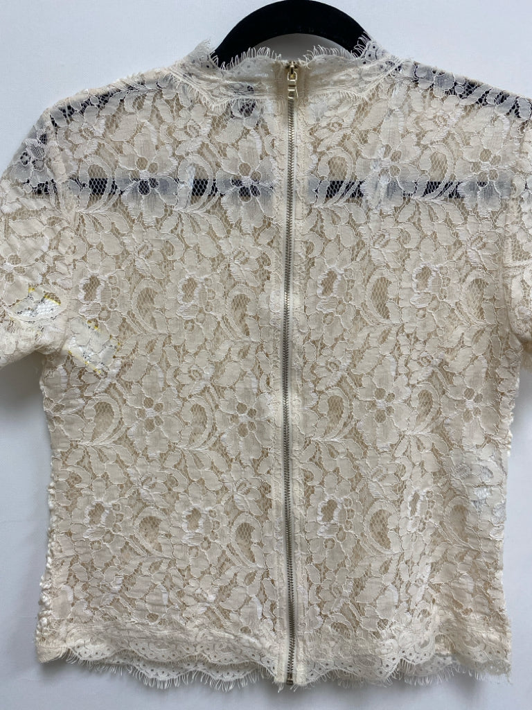 Anne Klein Size XS Cream Texture Lace Ladies Top