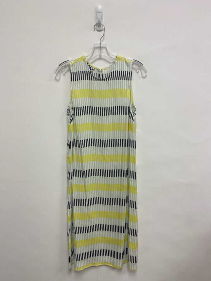 Size M Seafoam Yellow/Black Stripes Sleeveless Ladies Dress