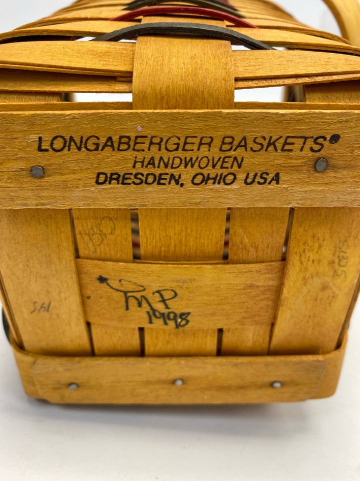 Longaberger Natural Green/Red Woven Basket