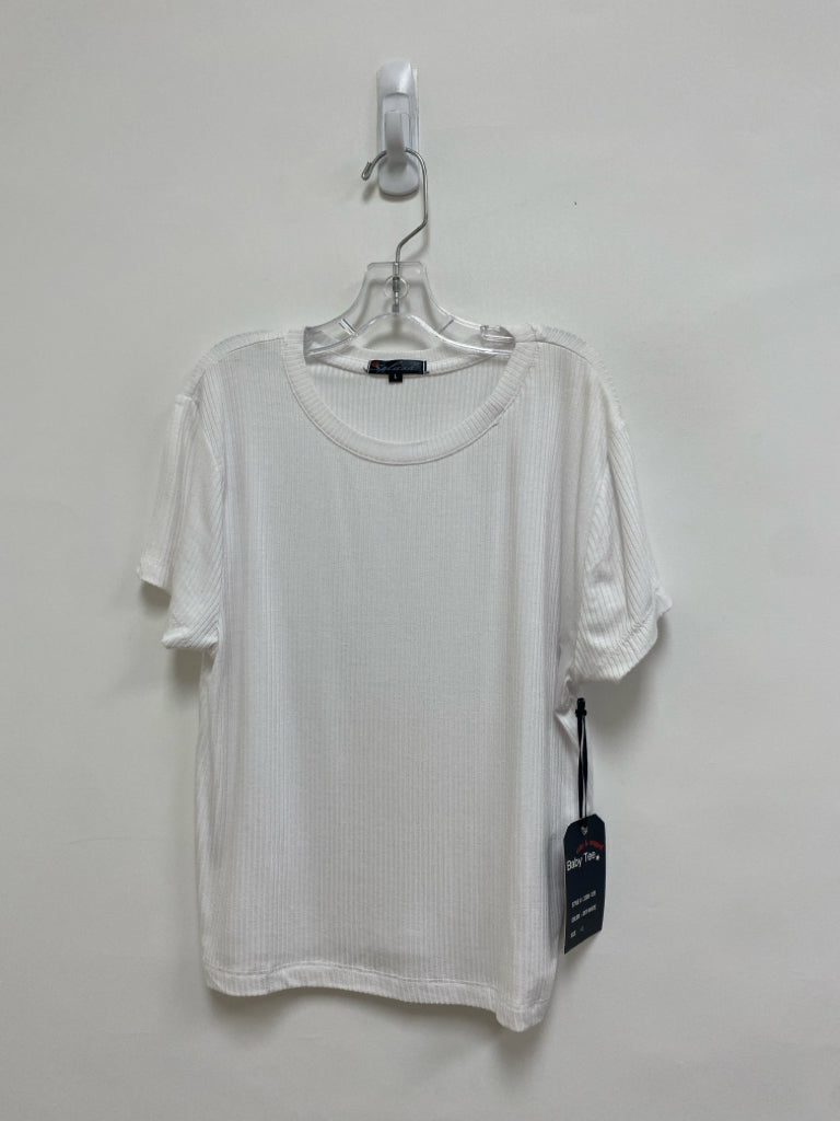 NWT SIZE L White Ribbed Short Sleeve Girl&