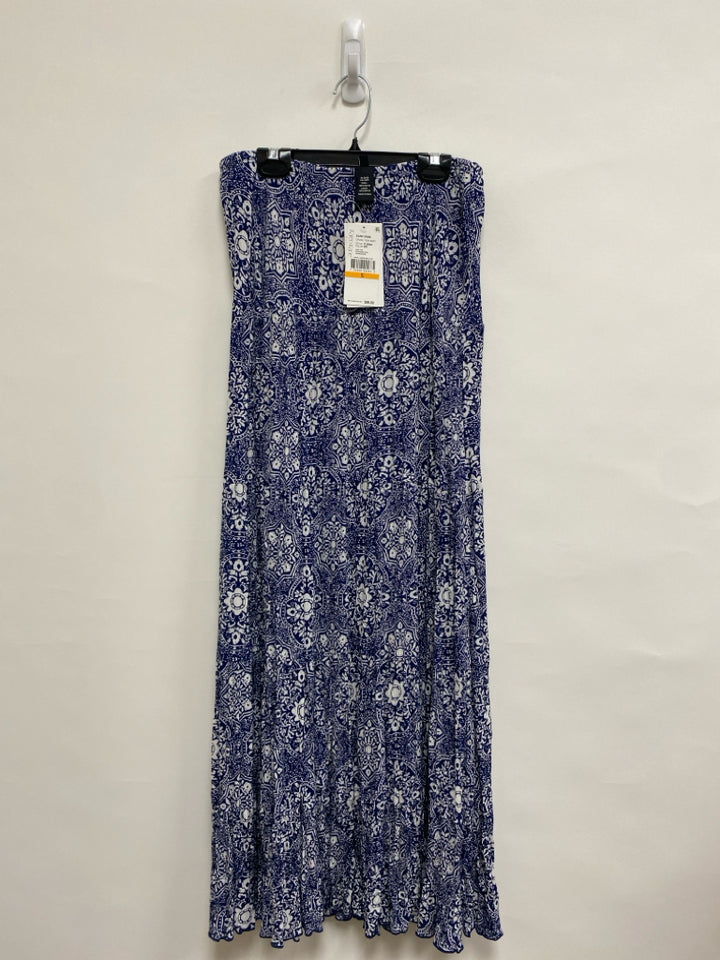 NWT Karen Kane Size S Navy/White Crinkle Maxi Ladies Skirt