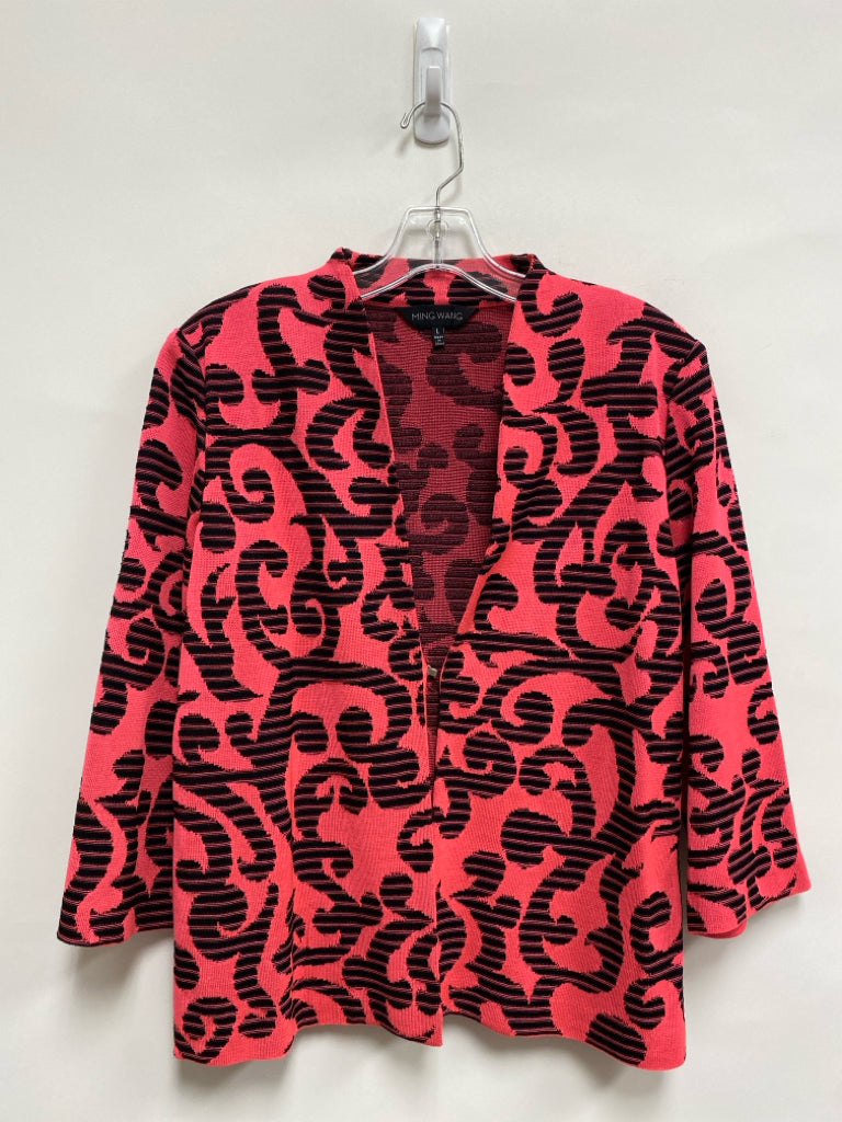 Ming Wang Size L Coral Black Knit Ladies Jacket