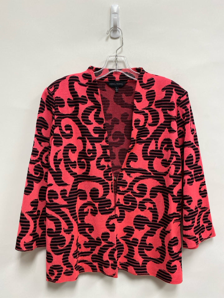Ming Wang Size L Coral Black Knit Ladies Jacket