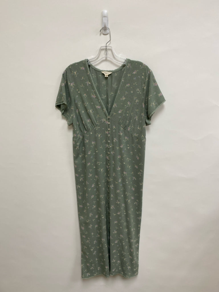 Lucky Brand Size L Seafoam Lavender/Cream Flowers V Neck Ladies Dress