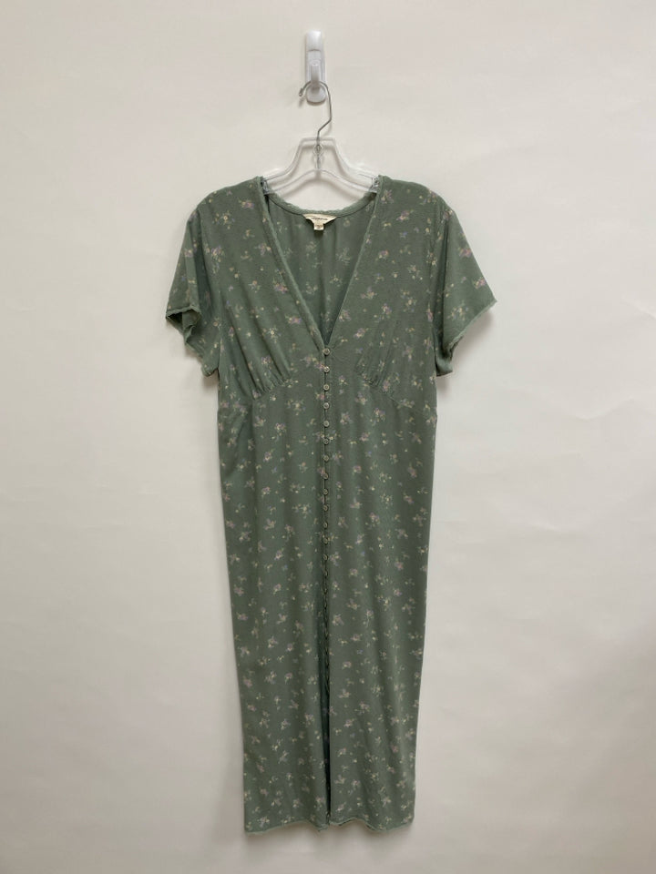 Lucky Brand Size L Seafoam Lavender/Cream Flowers V Neck Ladies Dress