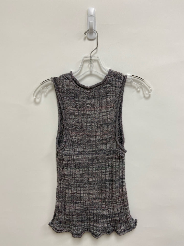 Pilcro Size M Black/White Fuchsia Mottled Sleeveless Ladies Sweater