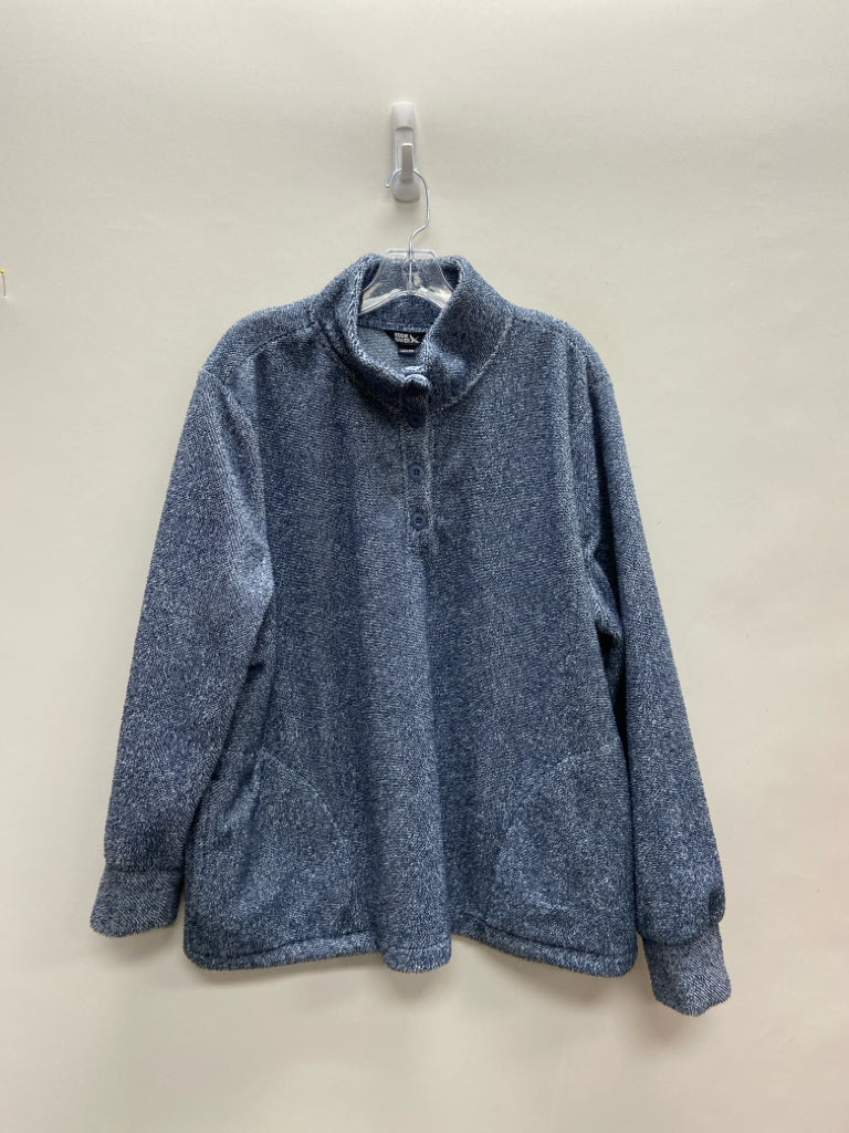 Eddie Bauer Size XXL Blue/White Mottled Quarter Button Plus Size Jacket