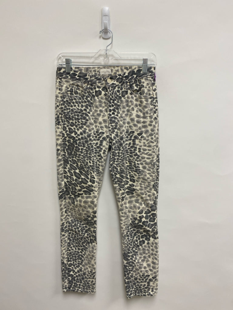 MOTHER Size 26 Cream Charcoal Animal Print Ladies Jeans