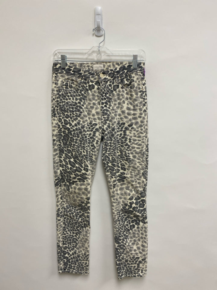 MOTHER Size 26 Cream Charcoal Animal Print Ladies Jeans