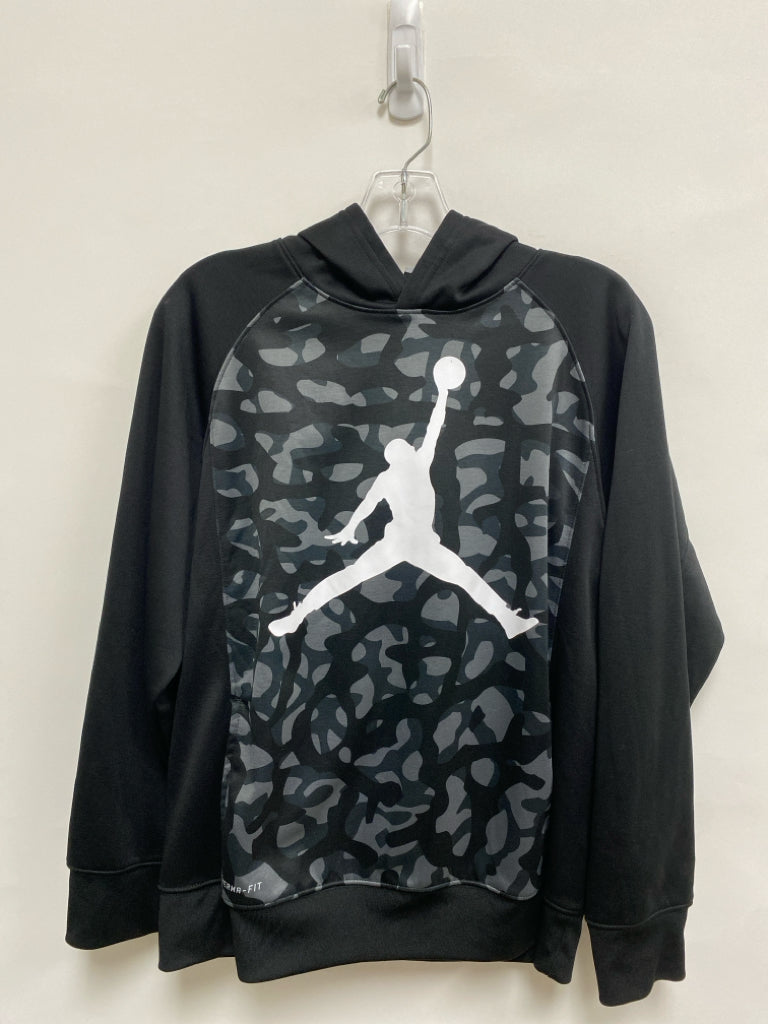 JORDAN SIZE XL Black White Logo Hooded Boy&