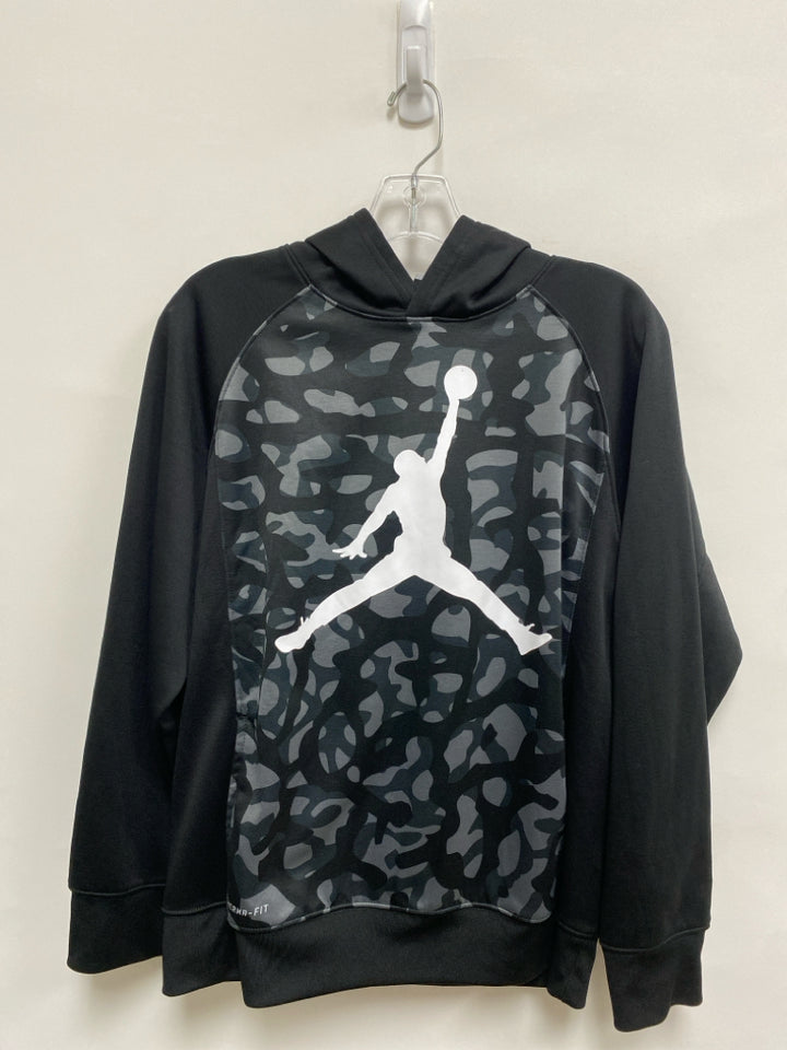 JORDAN SIZE XL Black White Logo Hooded Boy&