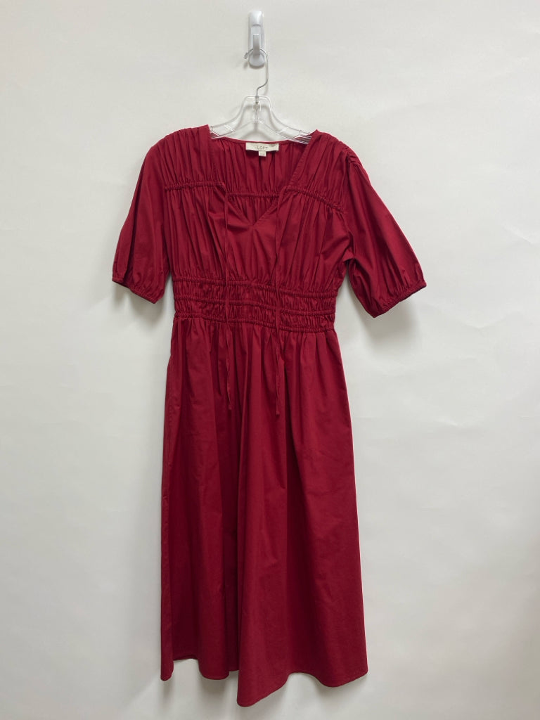 LOFT Size XS Dark Red V Neck Ladies Dress
