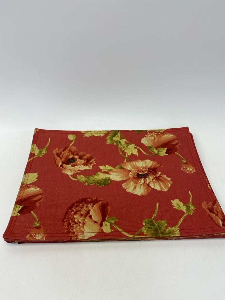 Coral Green/Cream Flowers Placemats