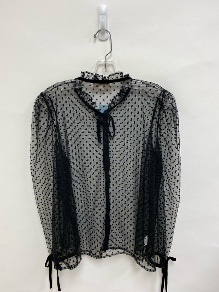 NWT LOFT Size LP Black Polka Dot Petite Top