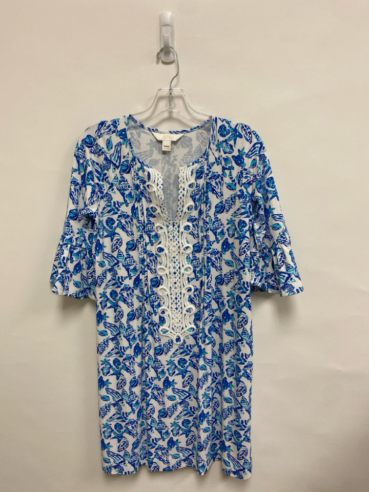 LILLY PULITZER Size S White Blue Shells Ladies Top