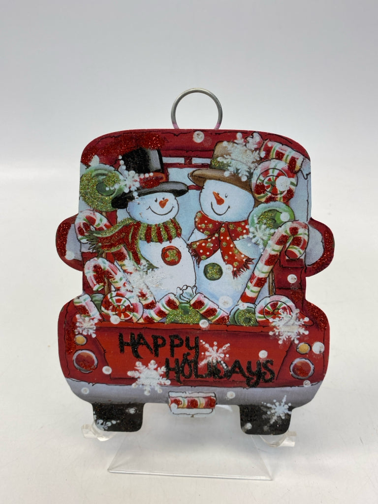 Roundtop Collection Red/White Green Snowman Metal Christmas