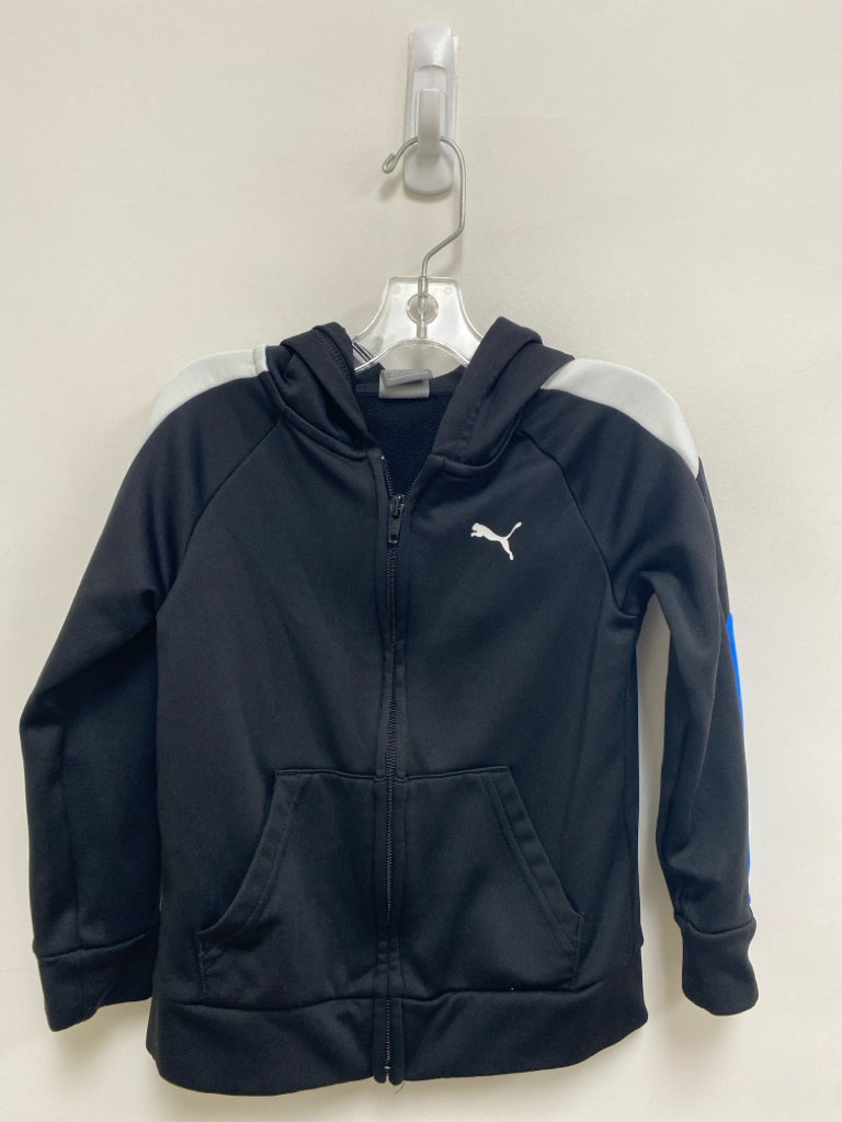 Puma SIZE 4T Black White/Blue Zip Down Hooded Boy&