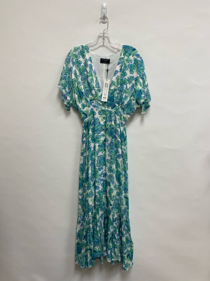 NWT MINKPINK Size S White Green/Blue Flowers Ladies Dress