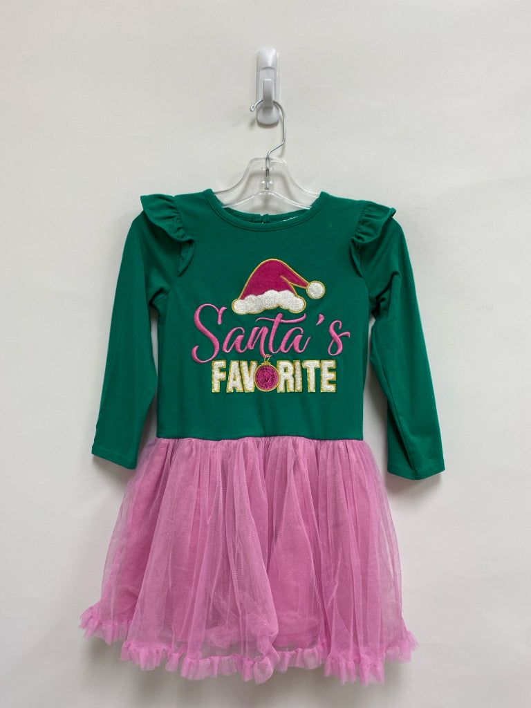 Counting Daisies SIZE 5T Green Pink/Gold Santa Tulle Girl&