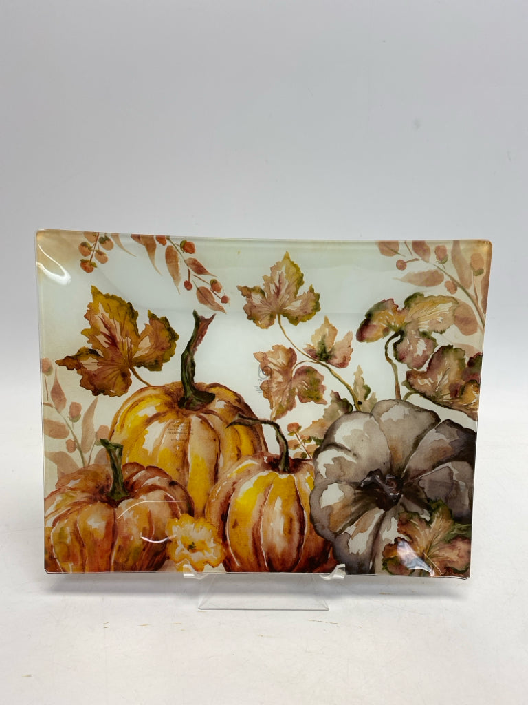 Orange Gray Pumpkin Glass Fall