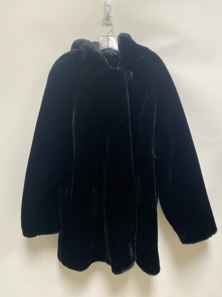 Dennis Basso Size 3X Black Hooded Faux Fur Plus Size Jacket