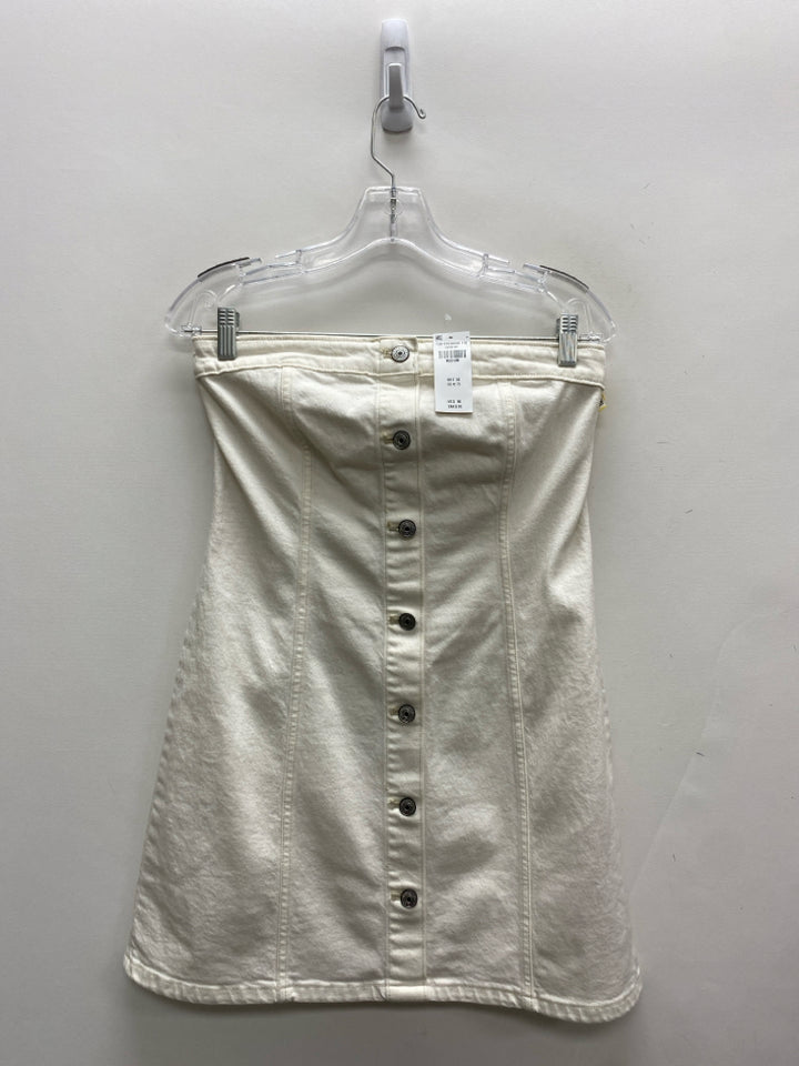 NWT Abercrombie Size M Cream Strapless Denim Ladies Dress
