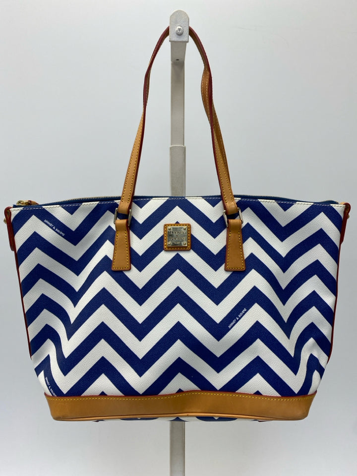 Dooney &amp; Bourke White Dark Blue Chevron Handbag