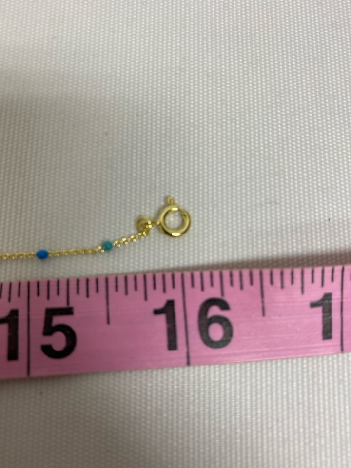 Gold Color Blue Beaded Necklace