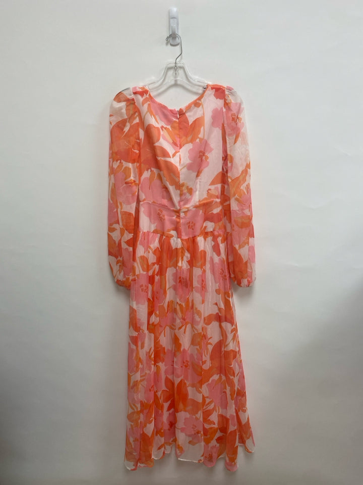 NWT Size 4 Orange Pink/White Floral Maxi Ladies Dress
