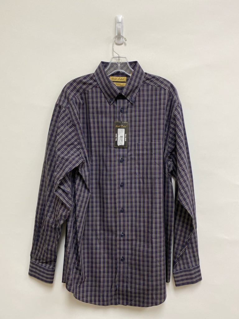 NWT Roundtree &amp; Yorke Size LT Navy Brown/Gray Plaid Men&