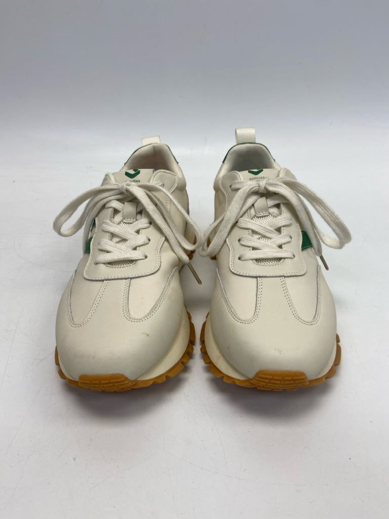 Size 41 White Green Lace-up Sneakers