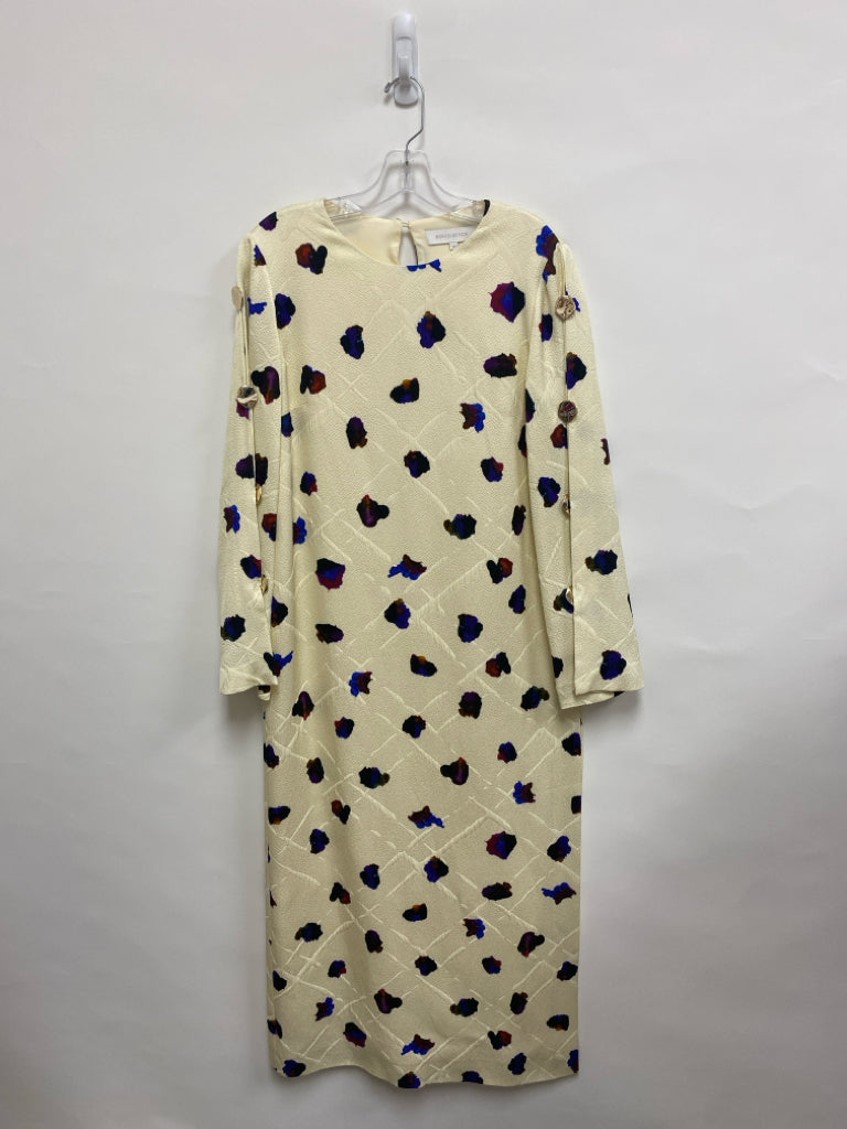 Size 10 Cream Purple/Multi Shapes Maxi Ladies Dress