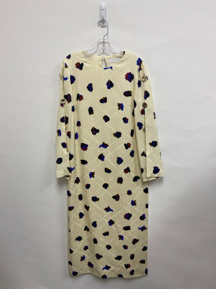 Size 10 Cream Purple/Multi Shapes Maxi Ladies Dress