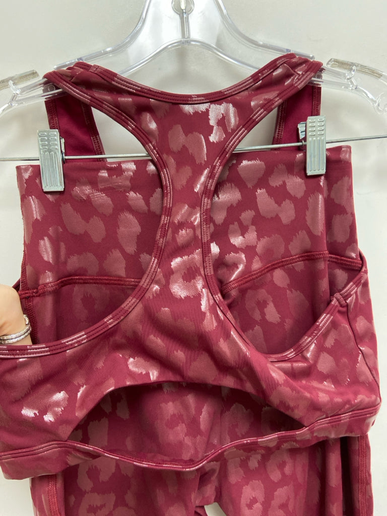 Size L Cranberry Animal Print Athletic 2pc