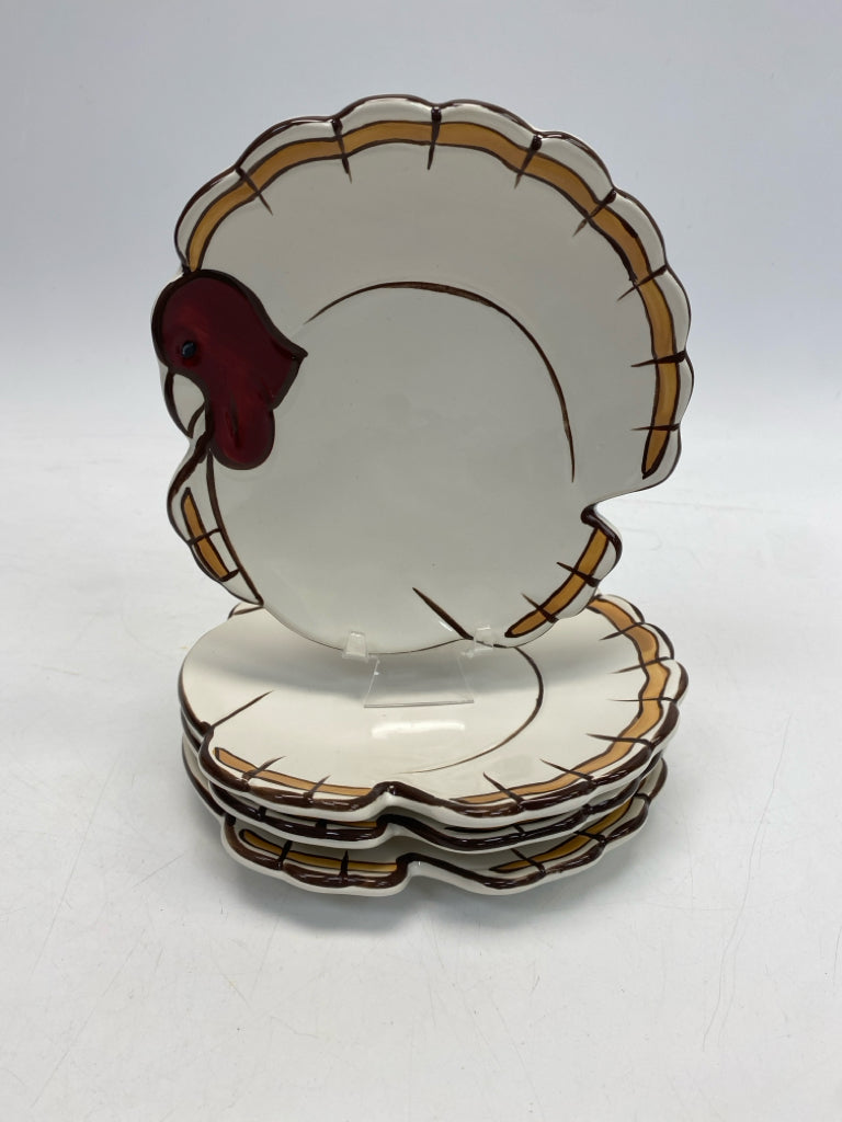 Pottery Barn Cream Red/Brown Turkey Ceramic Thanksgiving