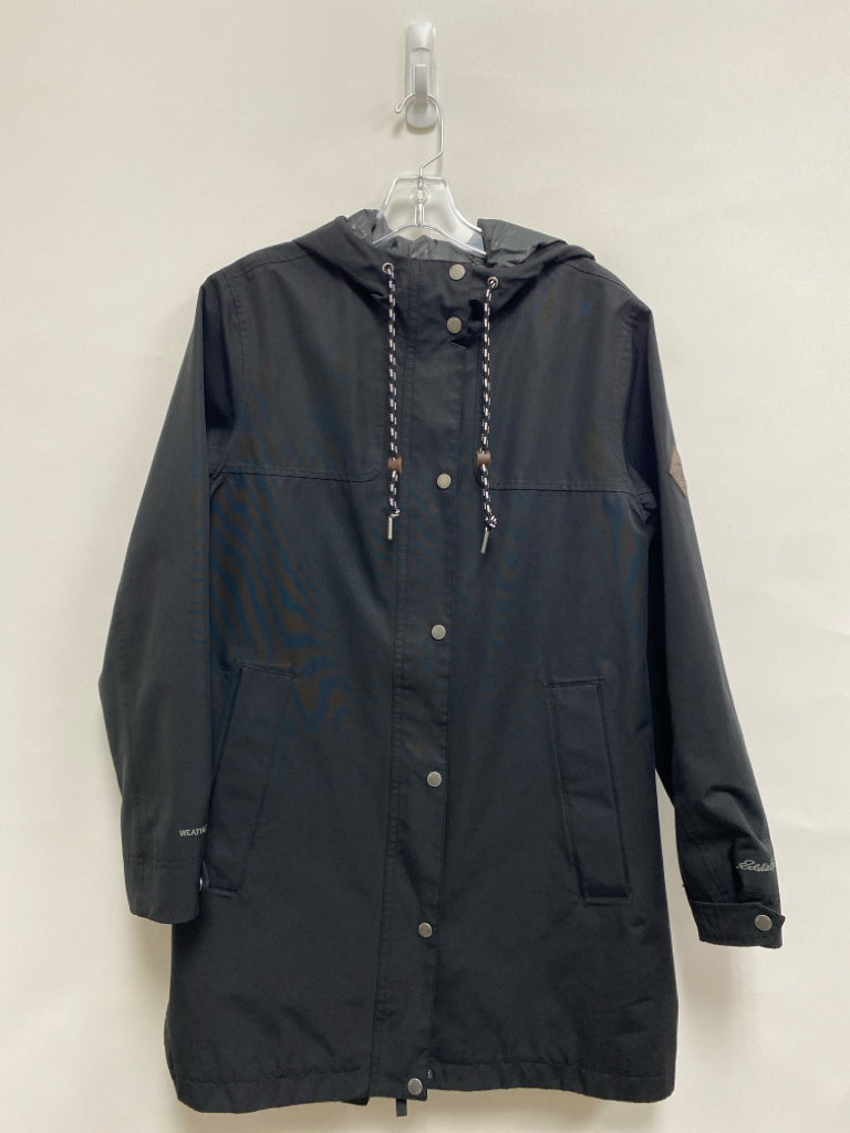 Eddie Bauer Size L Black Hooded Button Up Ladies Jacket