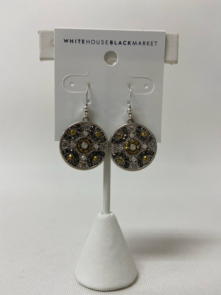 NWT Wht House/Blk Mkt Silver Color Bronze/Black Disc Earrings