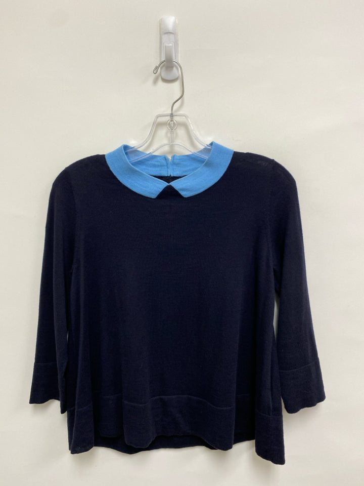 COS Size S Navy Light Blue Trimmed Wool Blend Ladies Sweater