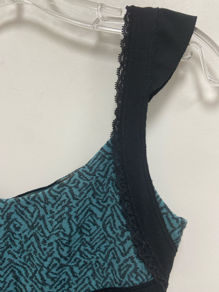 Free People Size XS Aqua/Black Abstract Sleeveless Ladies Dress