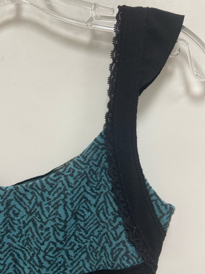 Free People Size XS Aqua/Black Abstract Sleeveless Ladies Dress