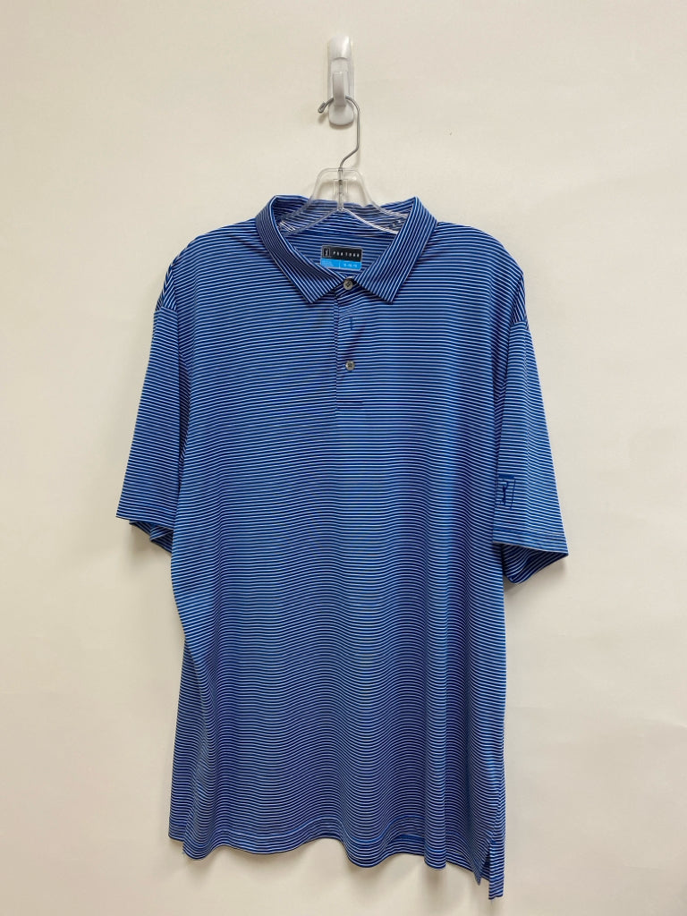 PGA TOUR Size XL Blue White Stripes Polo Men&